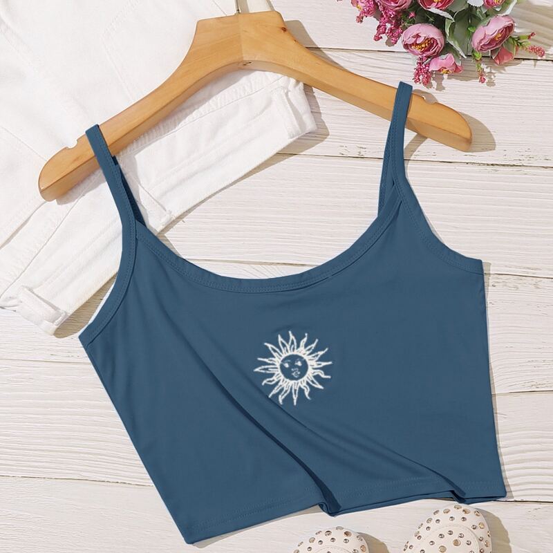 

Sun Graphic Crop Cami, Blue