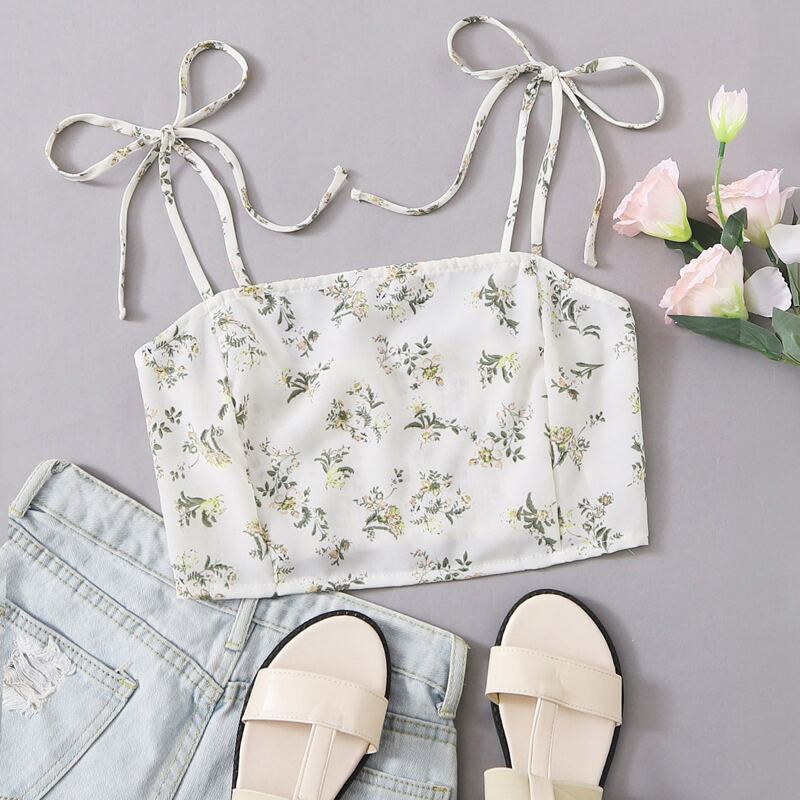

Floral Crop Cami, White