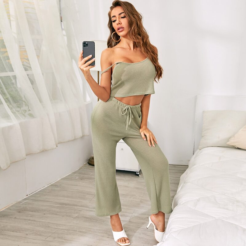 

Solid Cami Top PJ Set, Green
