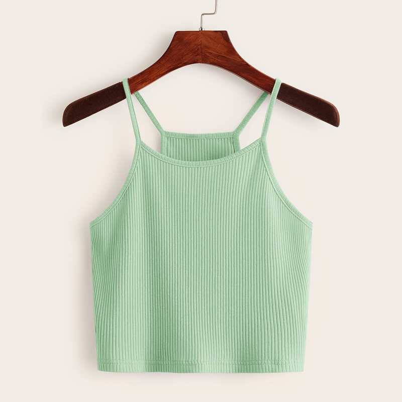 

Green Ribbed Crop Cami