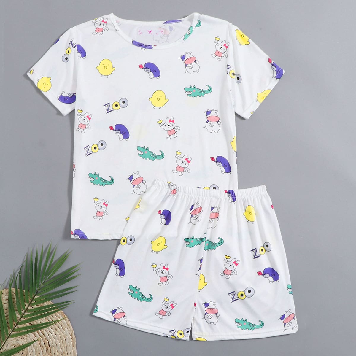 

Cartoon Animal PJ Set, White