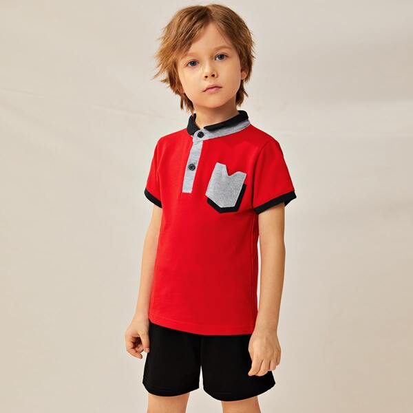 

Toddler Boys Pocket Patched Polo Shirt, Red