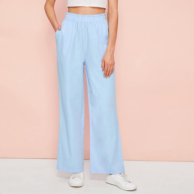 Blue Wide Leg Pants, Mint blue
