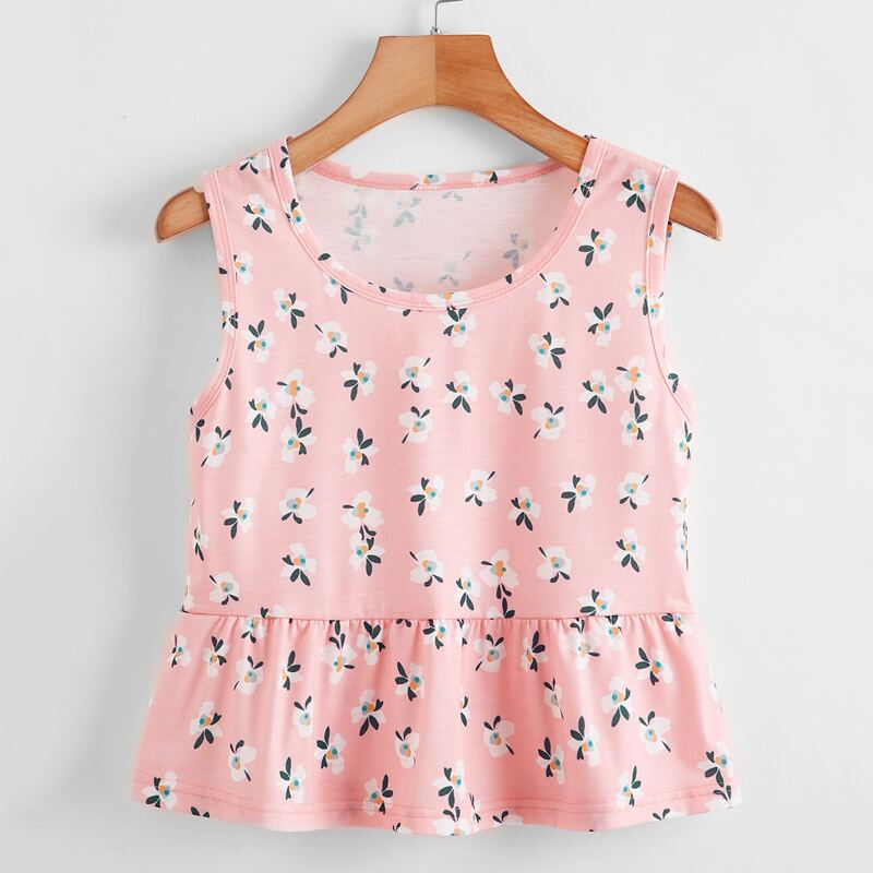 

Floral Peplum Tank, Baby pink