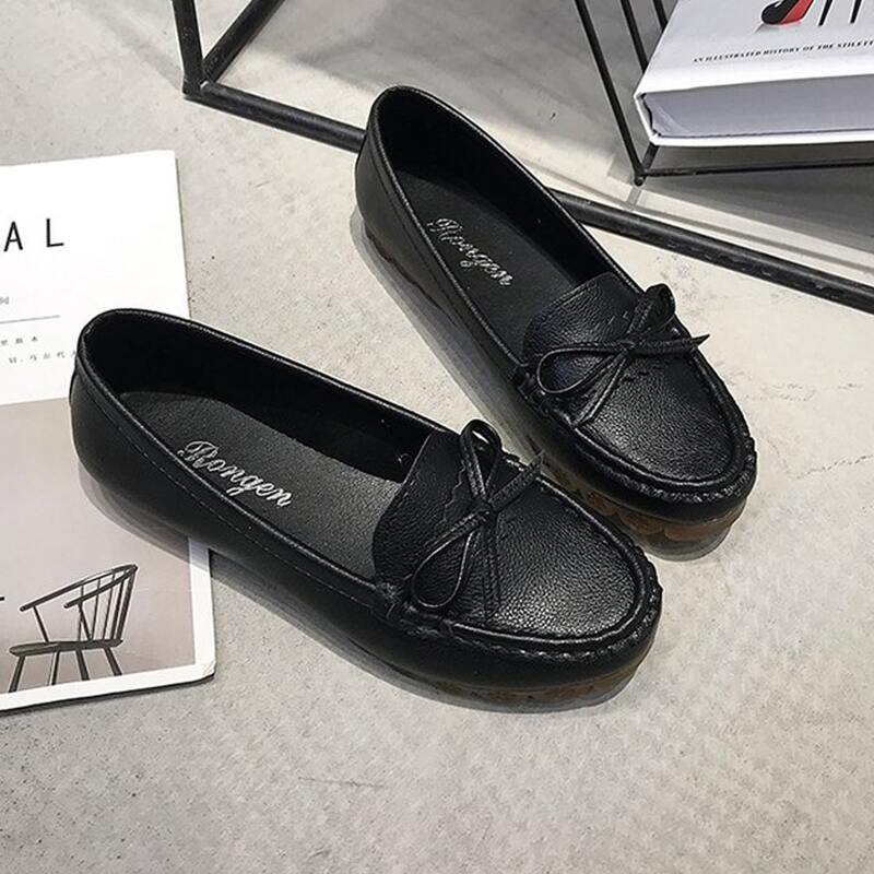 

Bow Decor Flat Loafers, Black