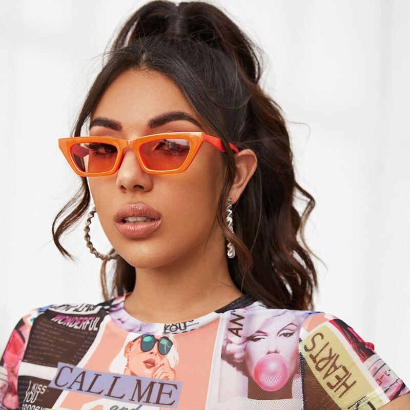 

Neon Acrylic Frame Sunglasses With Case, Orange bright