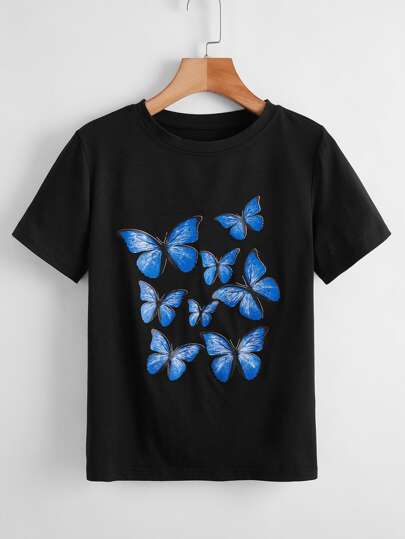 Camisetas Animal Negro Casual