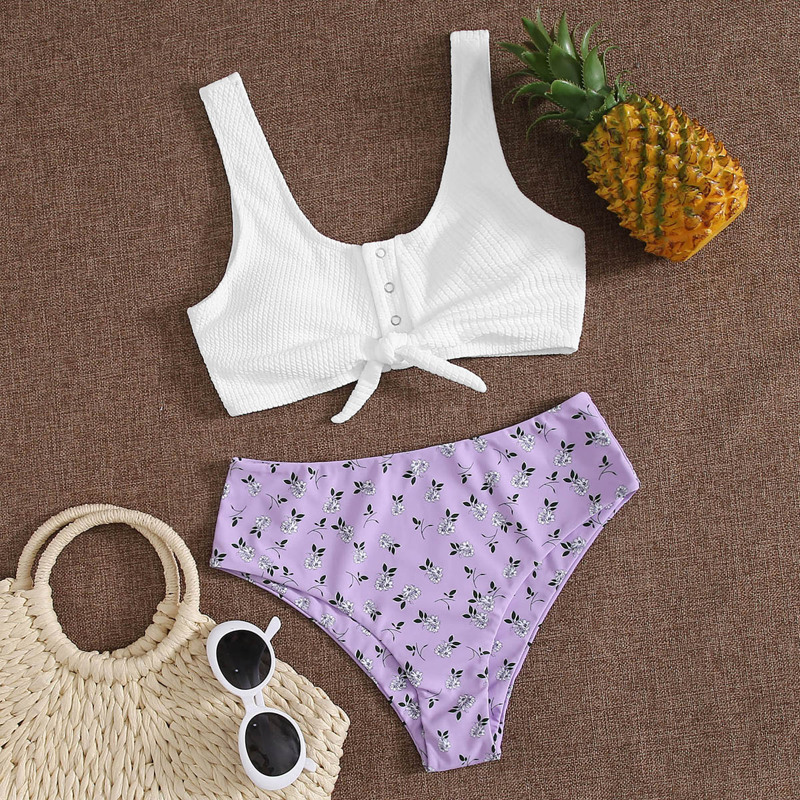 

Ditsy Floral High Waist Bikini Swimsuit, Multicolor