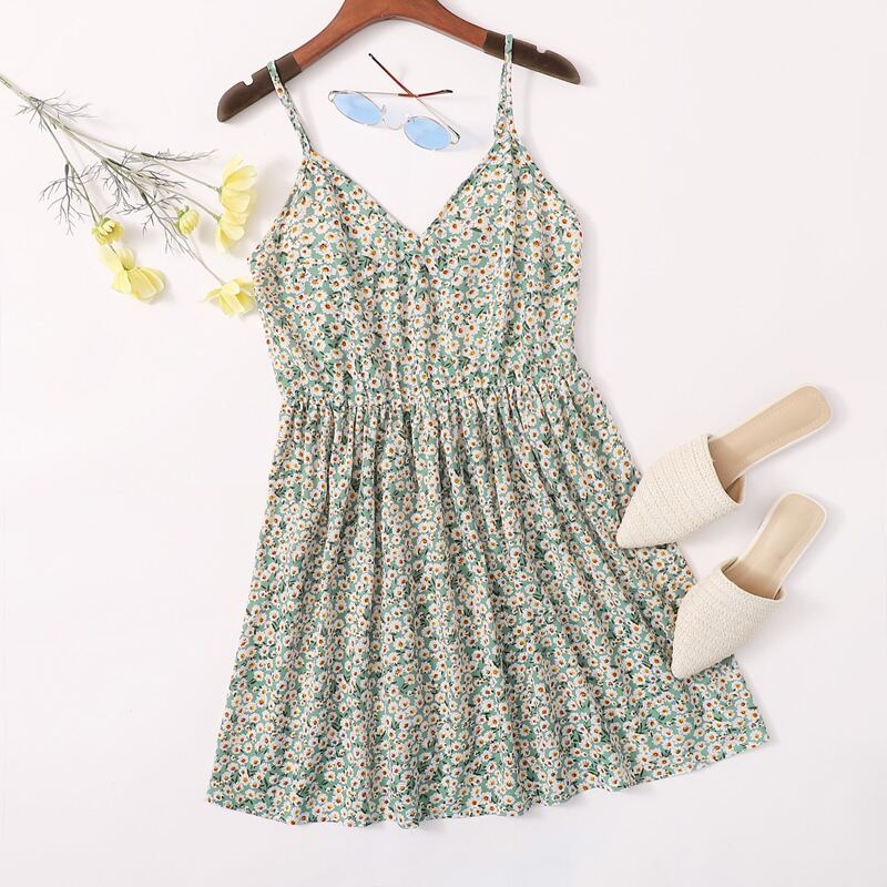 

Ditsy Floral Print Cami Dress, Green