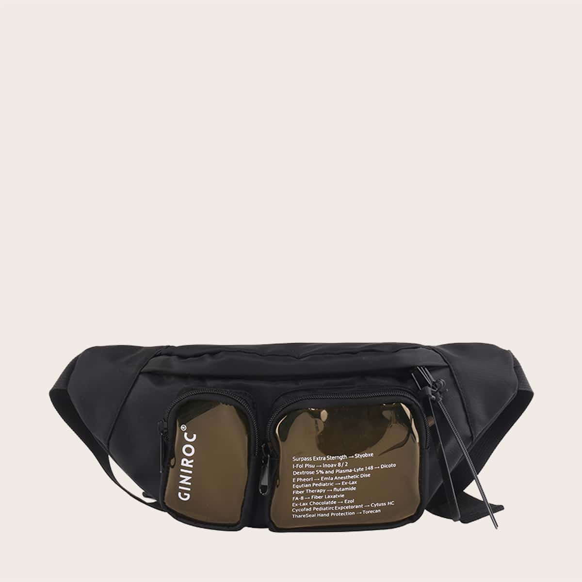 

Letter Graphic Fanny Pack, Black