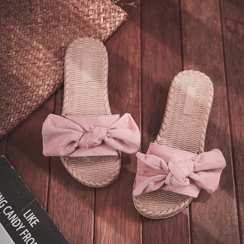 

Bow Decor Non--slip Sliders, Pink
