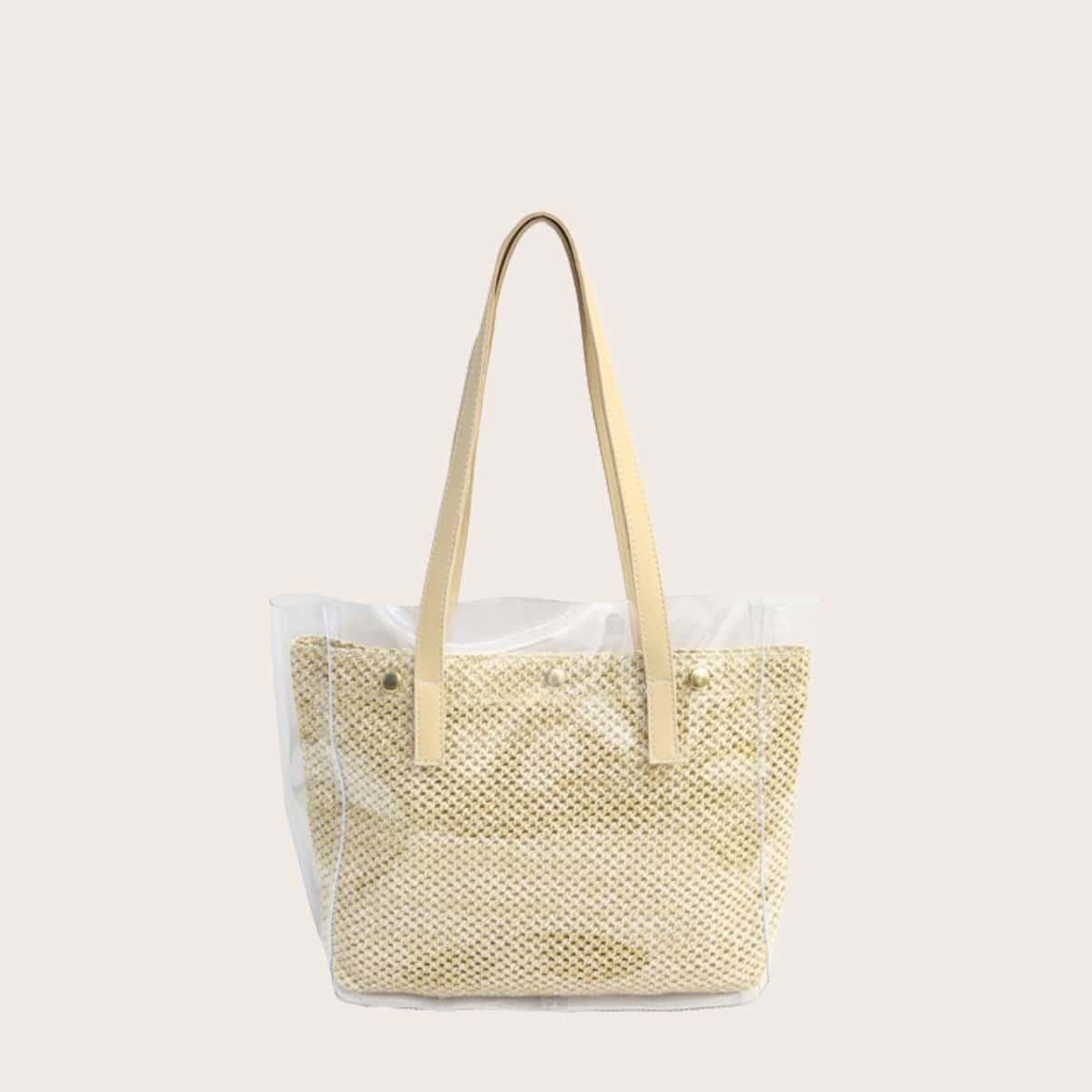 

Clear PVC Tote Bag, Beige