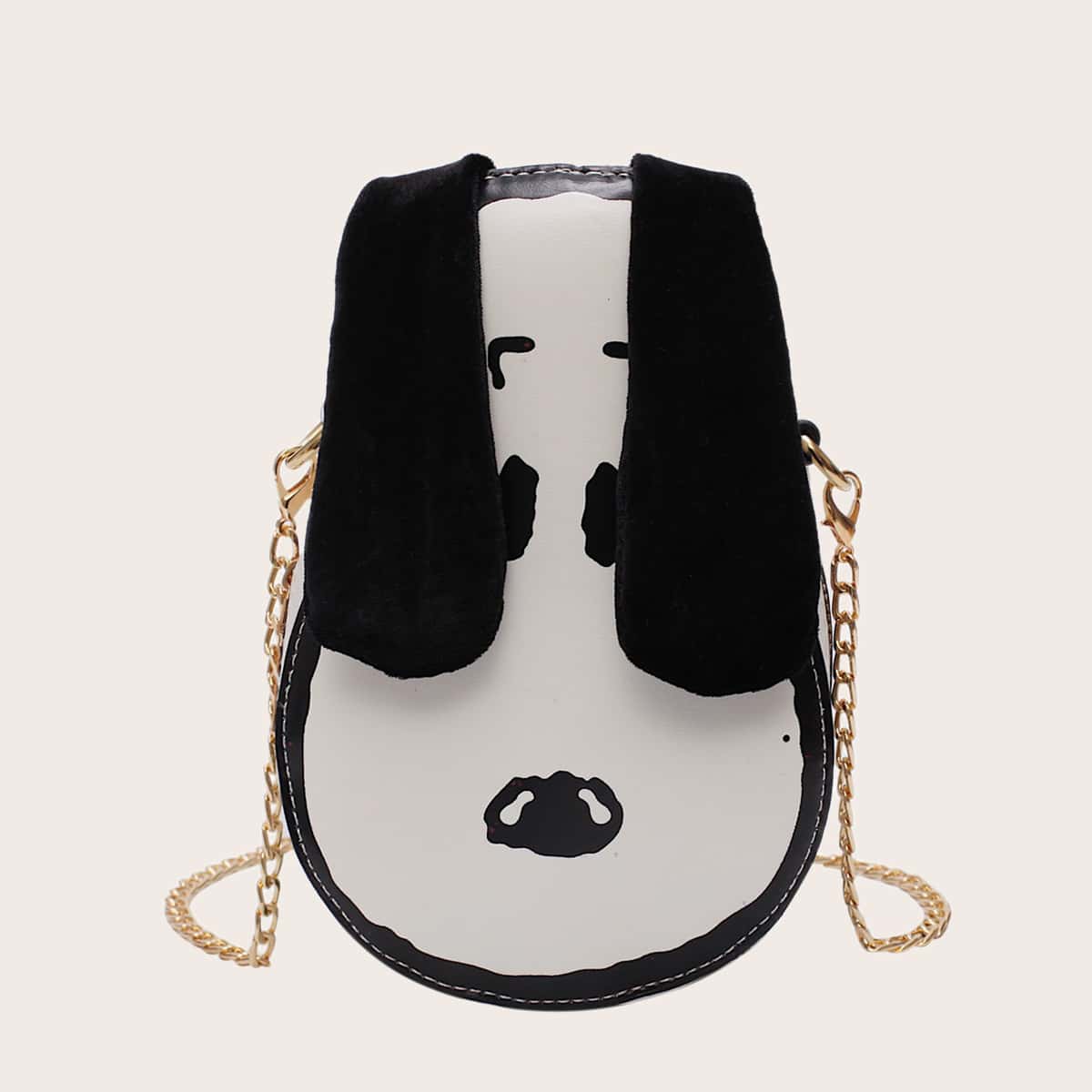 

Dog Design Chain Crossbody Bag, White