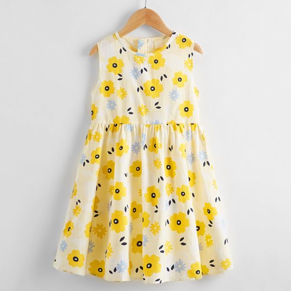 

Toddler Girls Allover Floral A-line Dress, Yellow