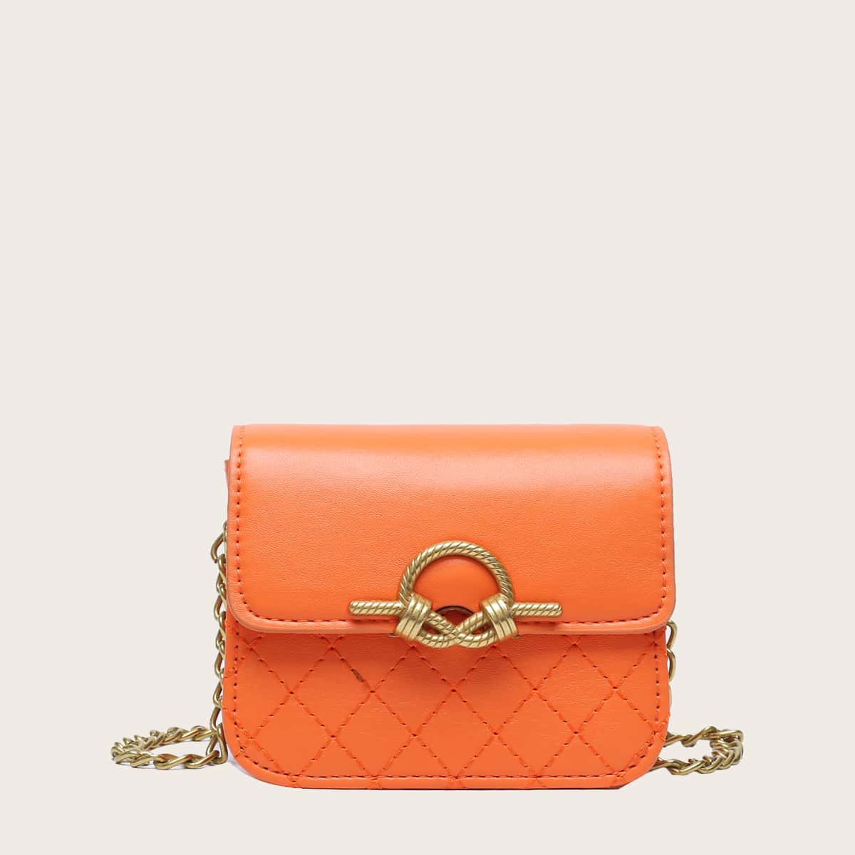 

Mini Quilted Chain Crossbody Bag, Orange