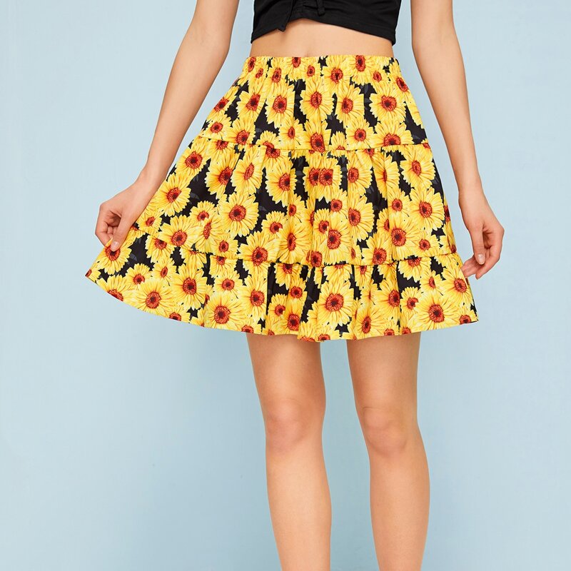 

Sunflower Print Skater Skirt, Yellow
