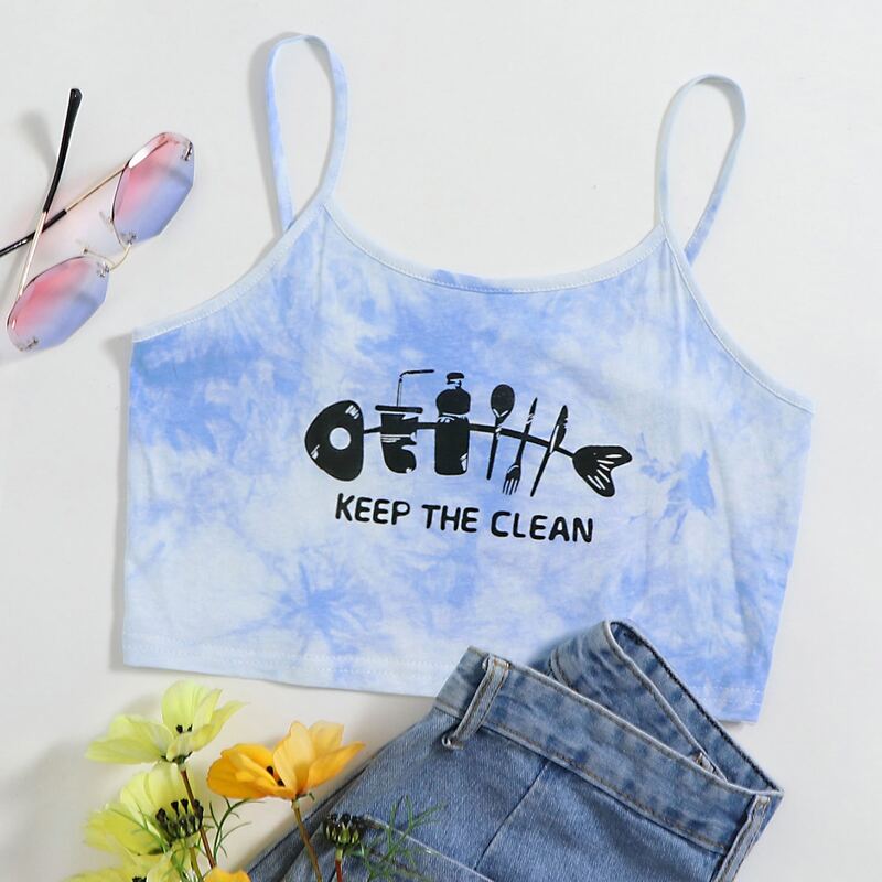 Keep The Clean Crop Cami, Blue