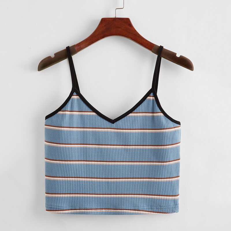 

Striped Crop Cami, Blue
