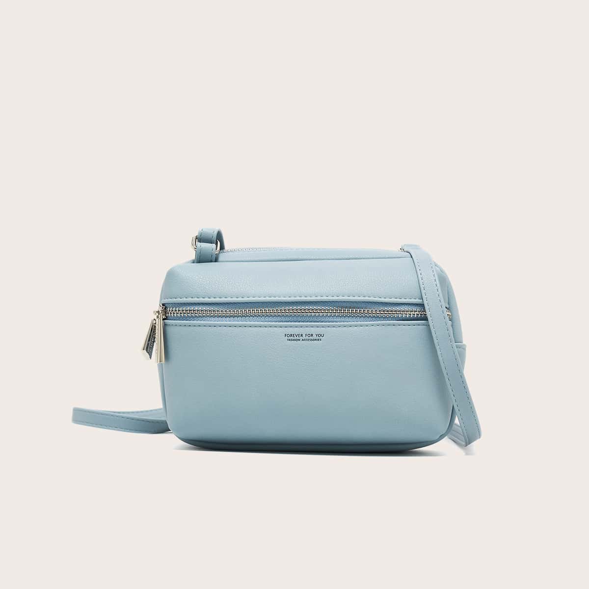 

Zip Front Crossbody Bag, Blue