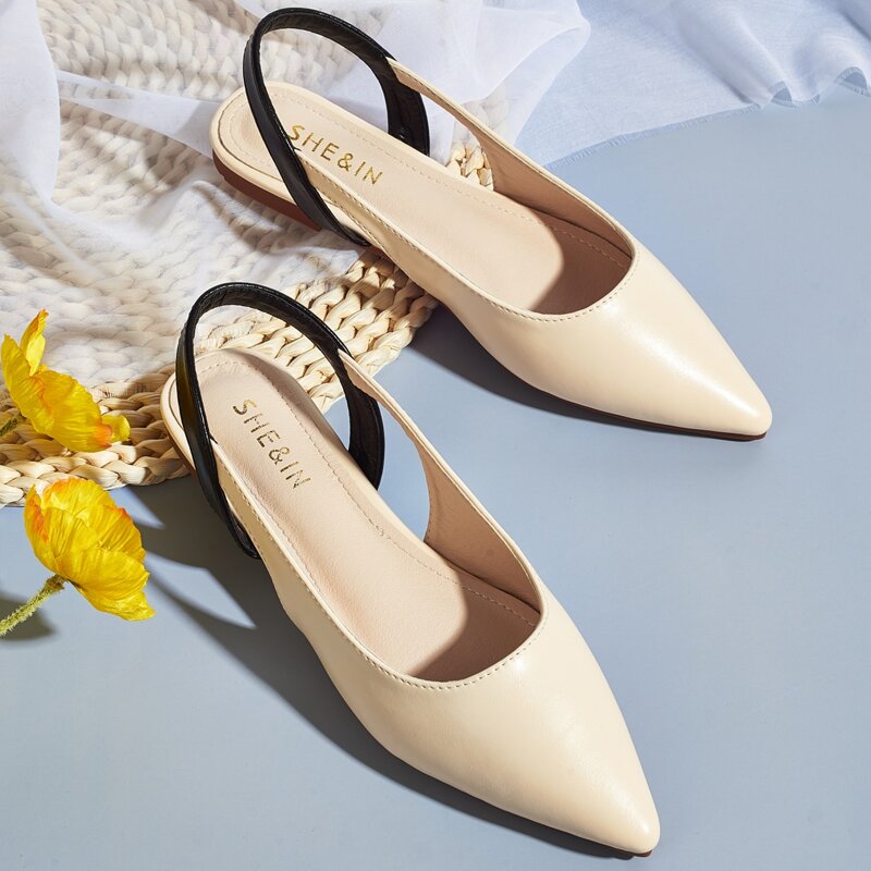 

Point Toe Slingback Flats, Beige