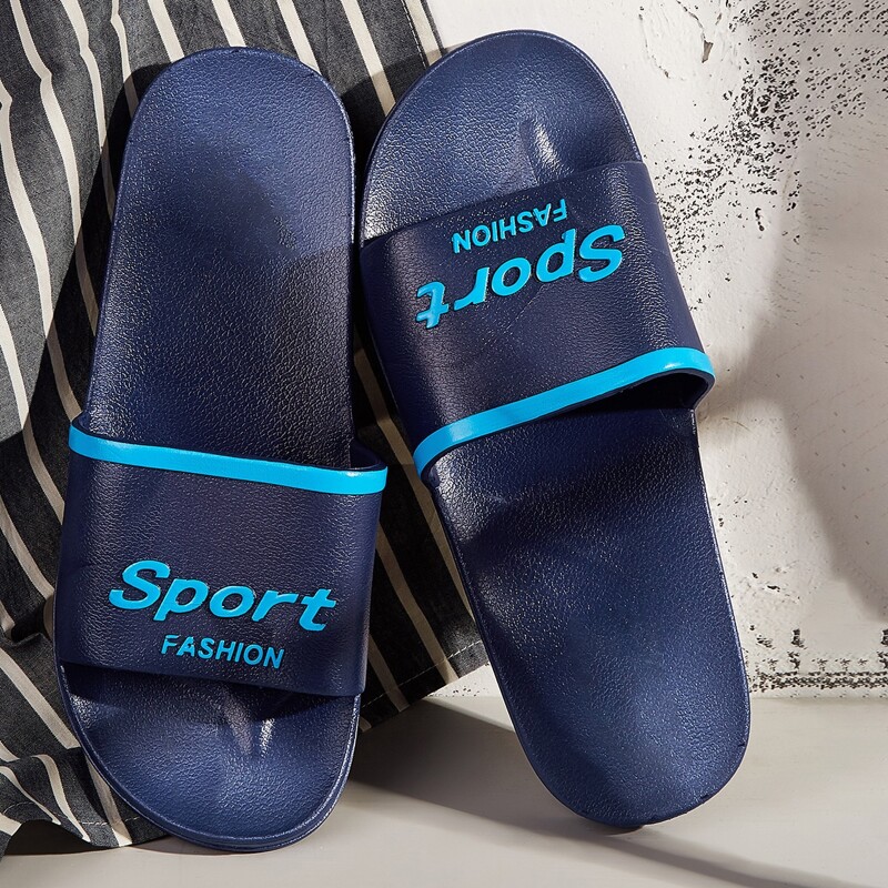 

Guys Letter Graphic Open Toe Sliders, Navy
