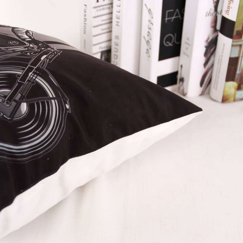 

1pc Skull Print Cushion Cover, Black