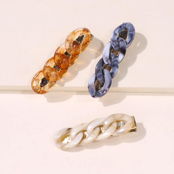 

3pcs Chain Decor Hair Clip, Multicolor