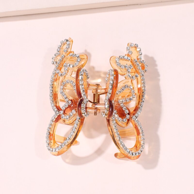 

Rhinestone Engraved Hair Claw, Brown