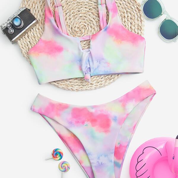 

Girls Tie Dye Bikini Swimsuit, Multicolor