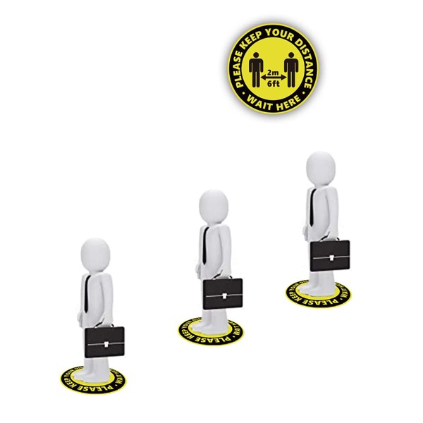 

1sheet Social Distance Sign Sticker, Yellow