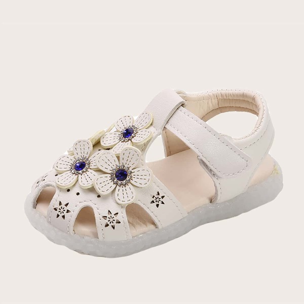 

Toddler Girls Floral Appliques Velcro Strap Sandals, Beige