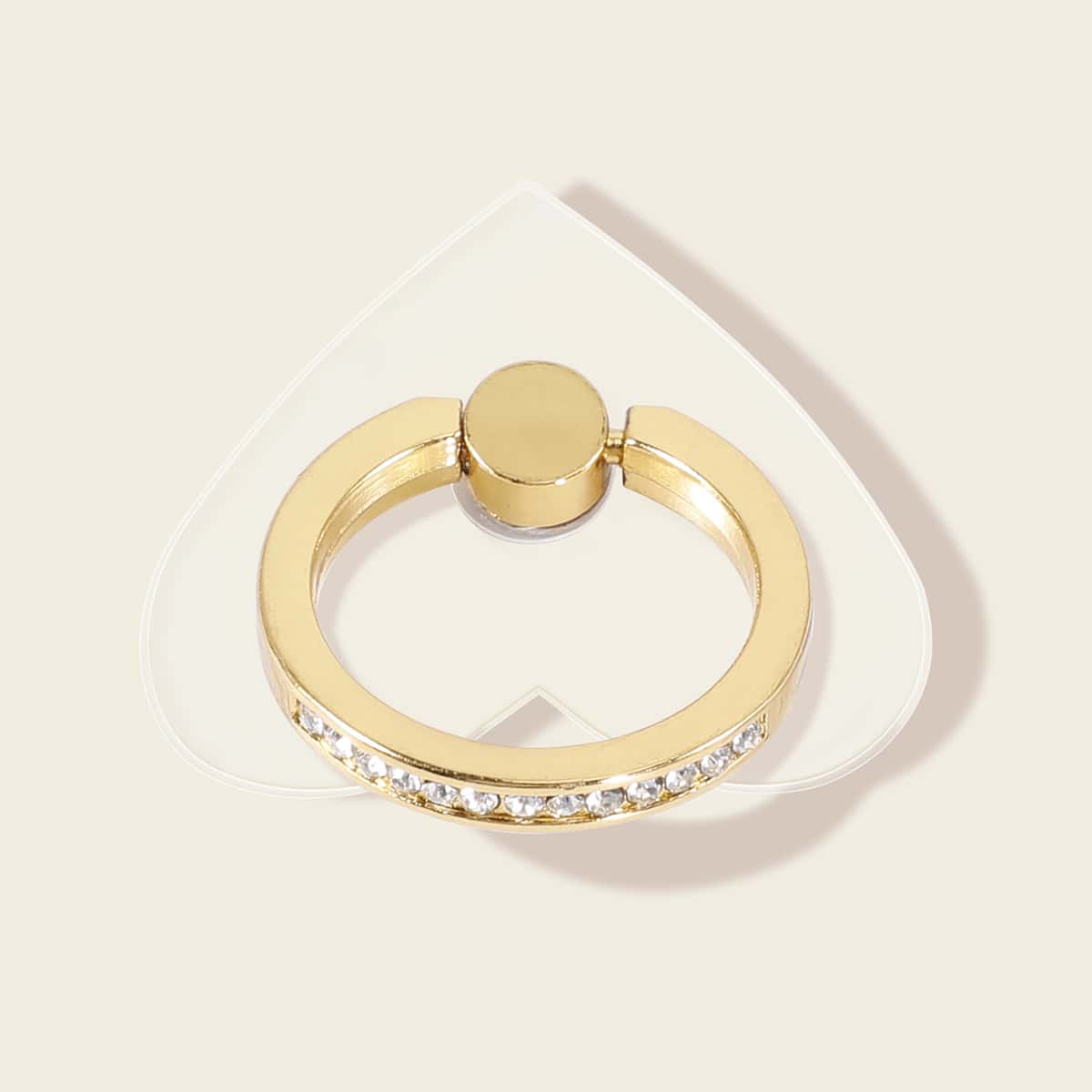 

Heart Shaped Rhinestone Phone Ring, Gold
