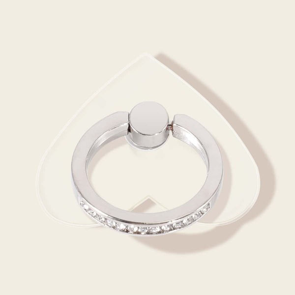 

Heart Shaped Rhinestone Phone Ring, Silver