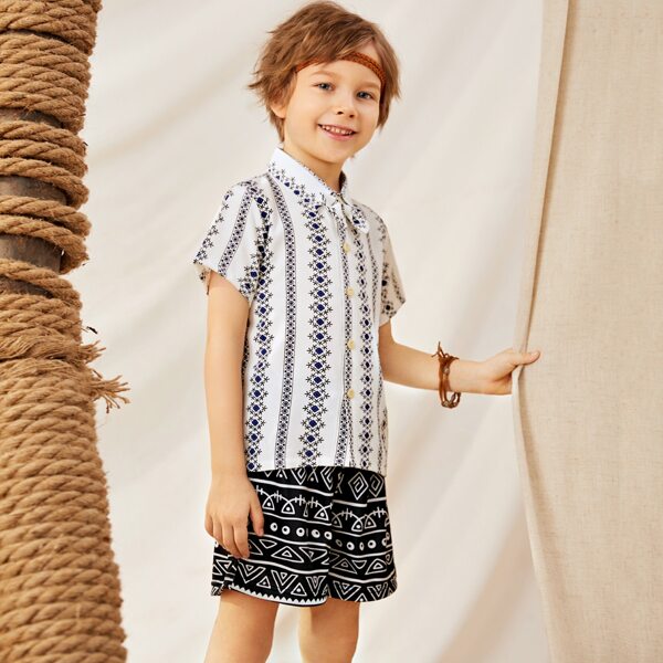 

Toddler Boys Tribal Print Button Up Shirt, Multicolor