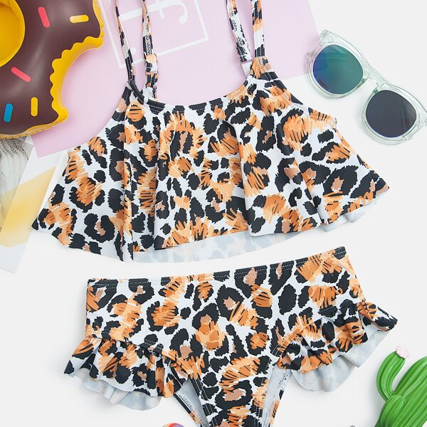 

Toddler Girls Allover Graphic Ruffle Bikini Swimsuit, Multicolor