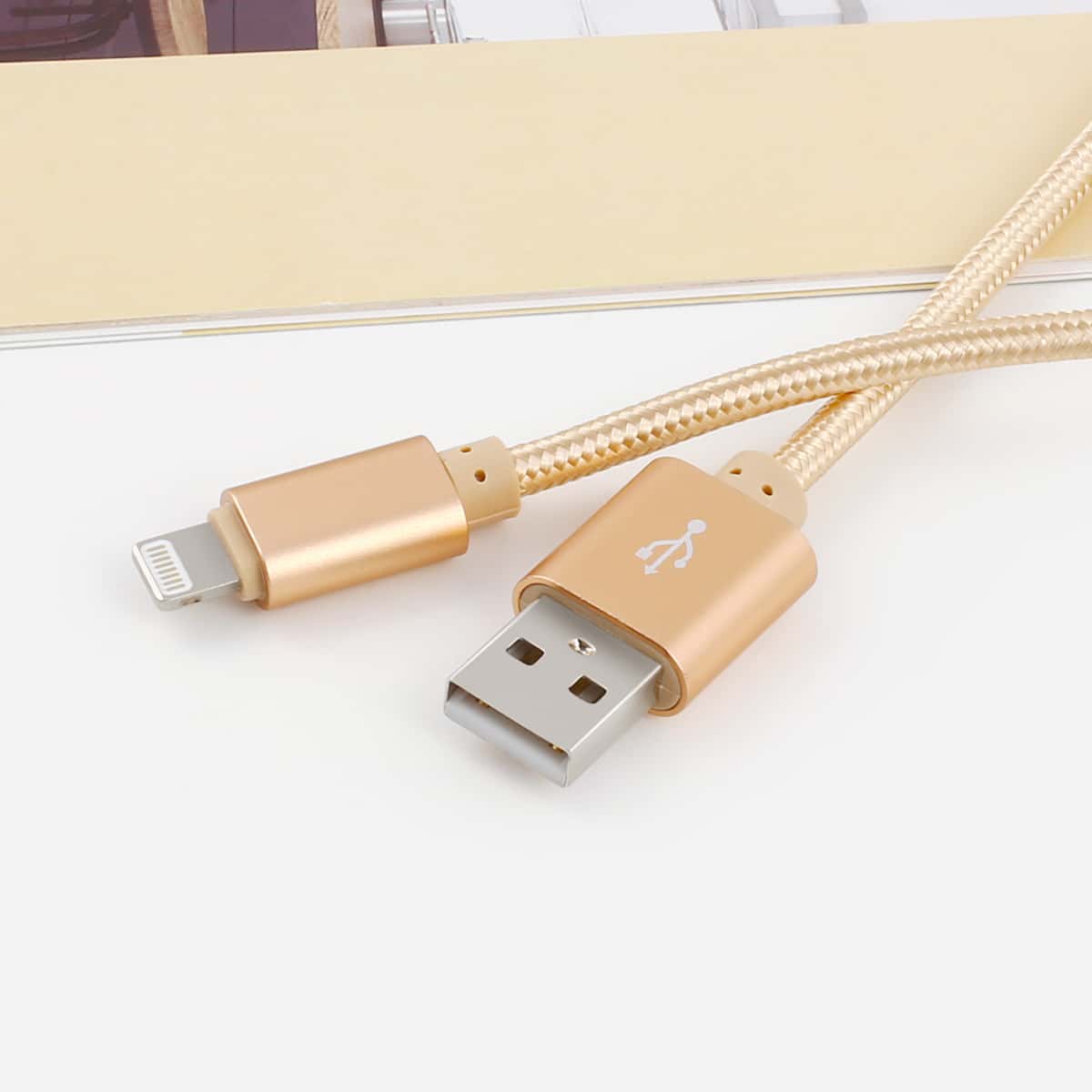 

1pc iPhone Braided Data Cable, Gold