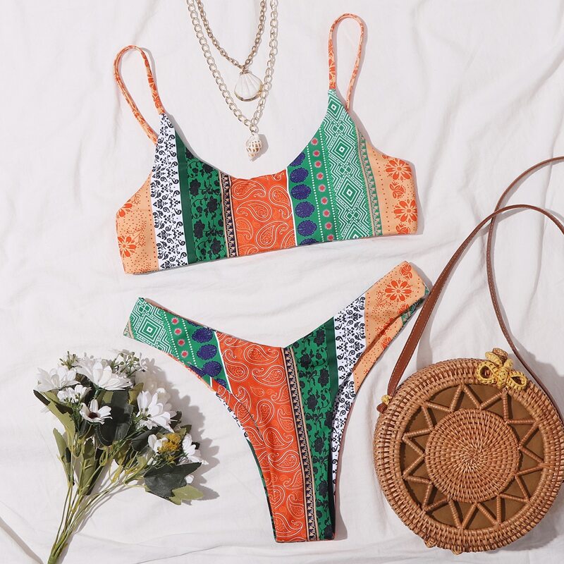

Tribal High Leg Bikini Swimsuit, Multicolor