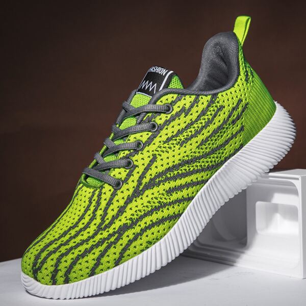 

Men Lace-up Front Knit Sneakers, Green