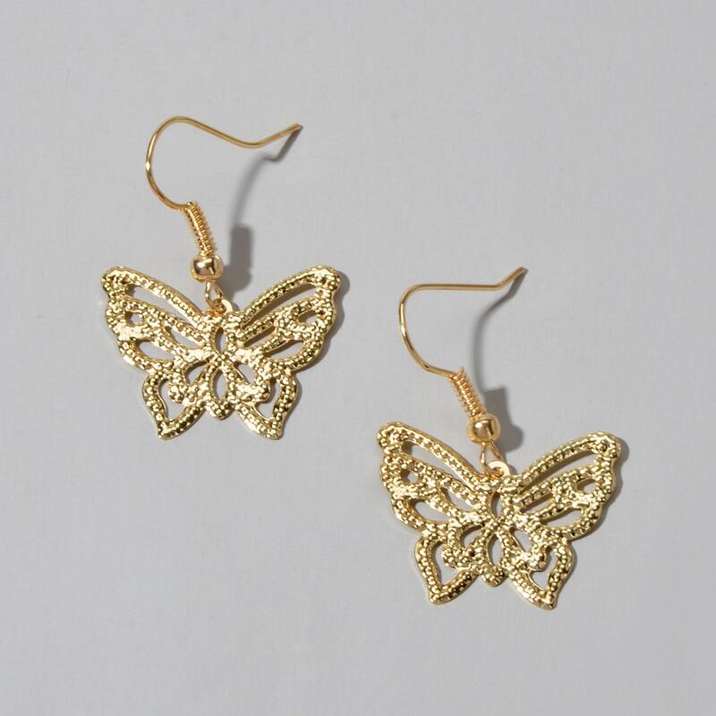 

Butterfly Drop Earrings, Gold