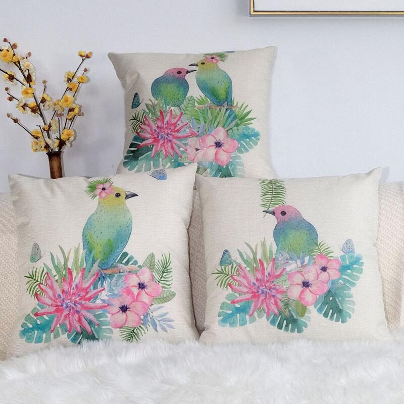

1pc Bird Print Cushion Cover Without Filler, Multicolor