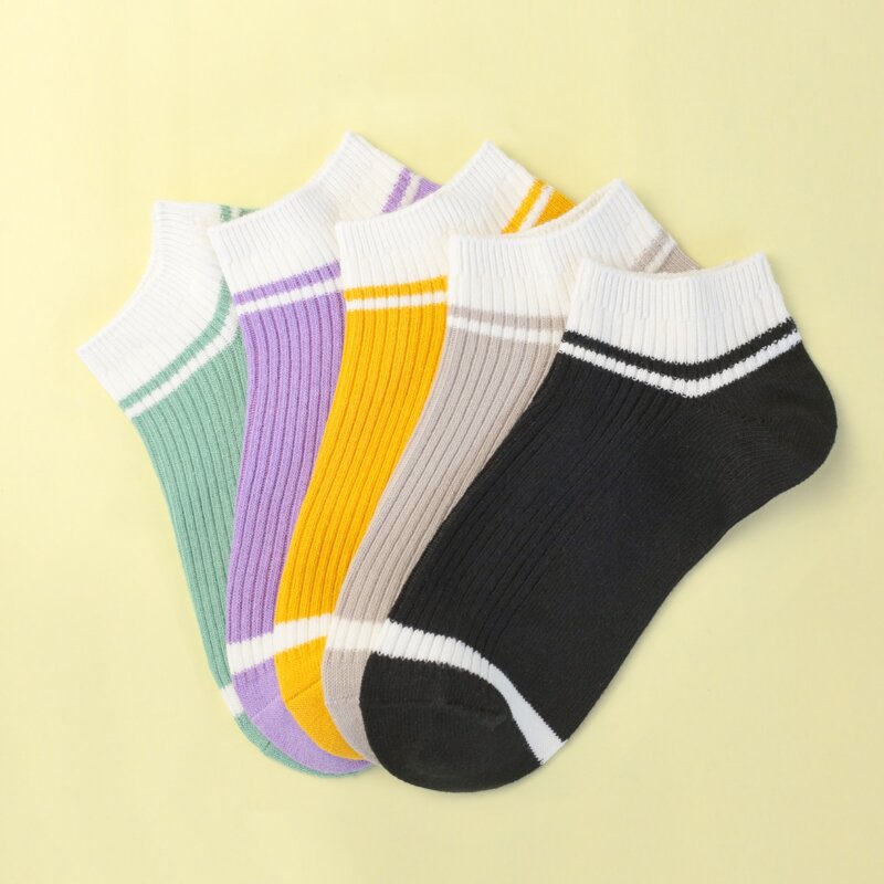 

5pairs Color Block Socks, Multicolor