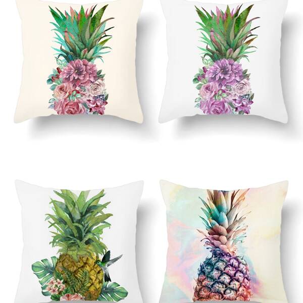 

1pc Pineapple Print Cushion Cover Without Filler, Multicolor