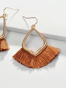 Tassel Drop Earrings - Brown - View 2