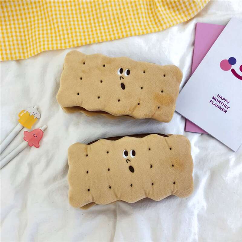 

1pc Sandwich Biscuit Shaped Pencil Case, Brown