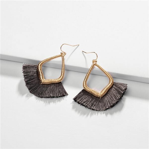 

Tassel Drop Earrings, Grey