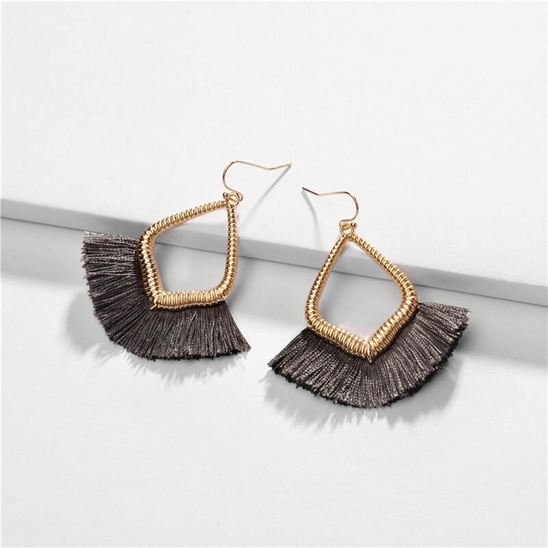 

Tassel Drop Earrings, Grey