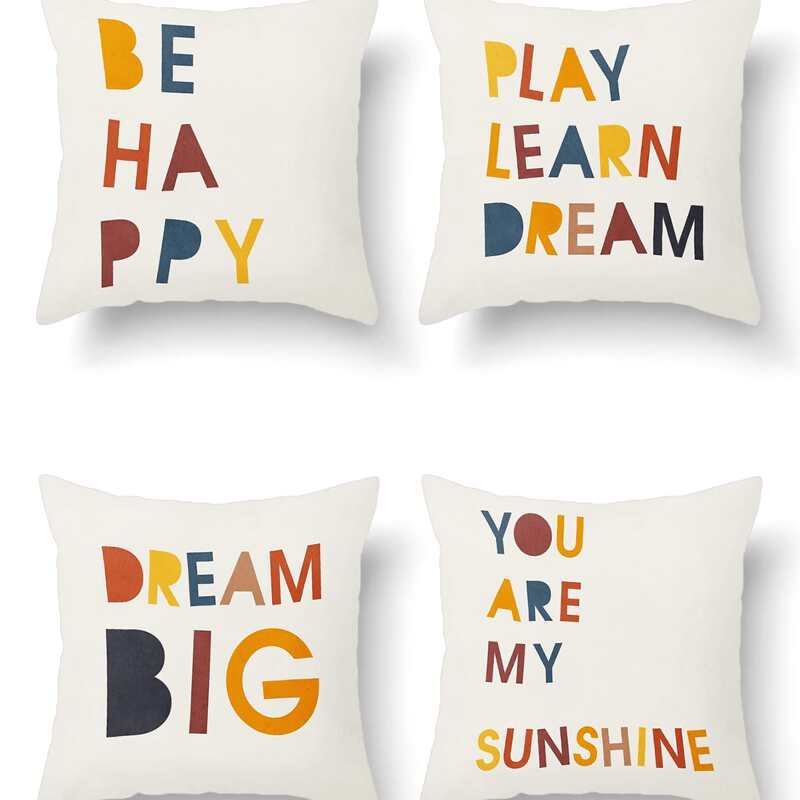 

1pc Slogan Graphic Cushion Cover Without Filler, Multicolor