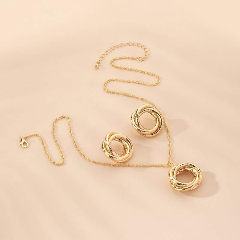 

3pcs Ring Decor Jewelry Set, Gold