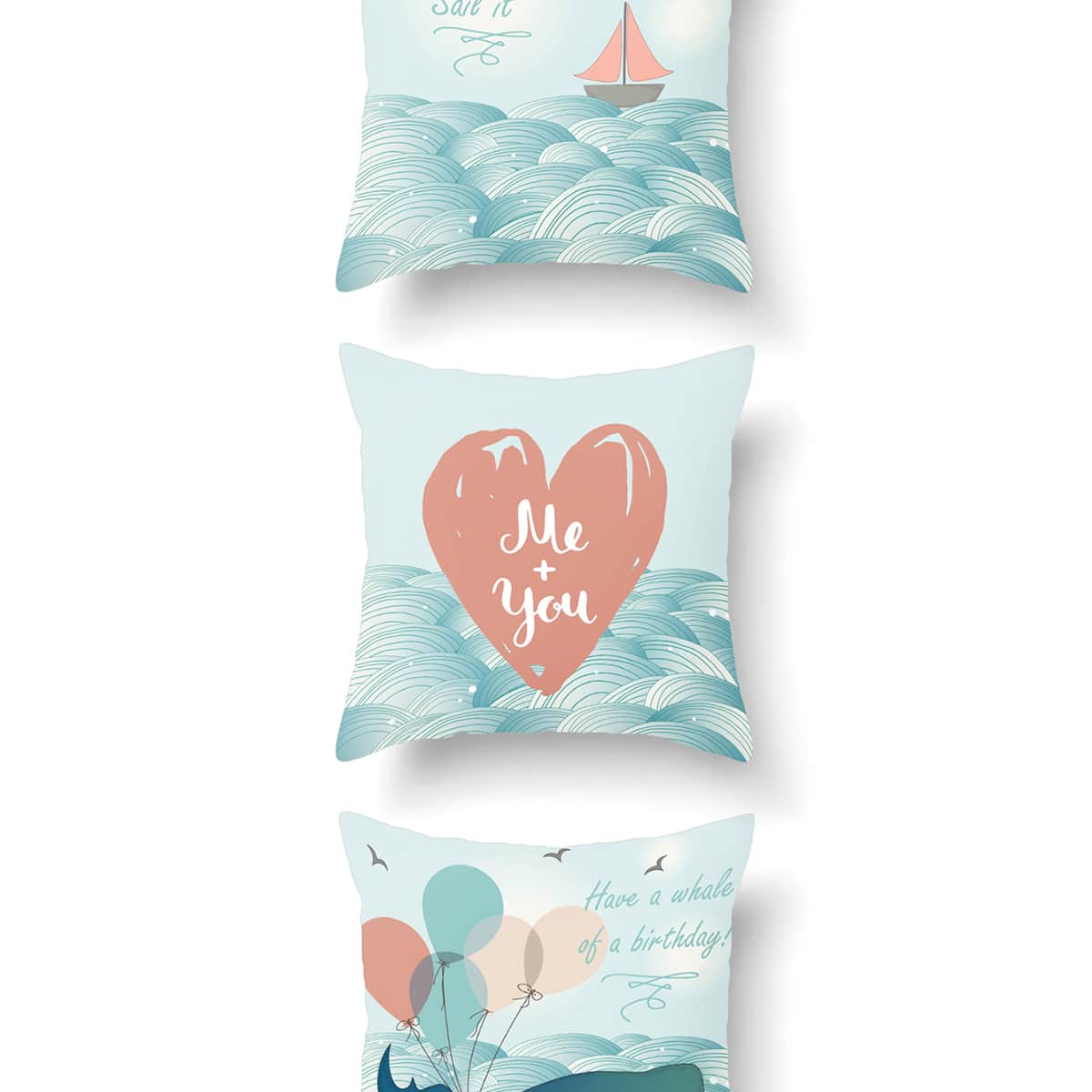 

1pc Cartoon Graphic Cushion Cover Without Filler, Blue