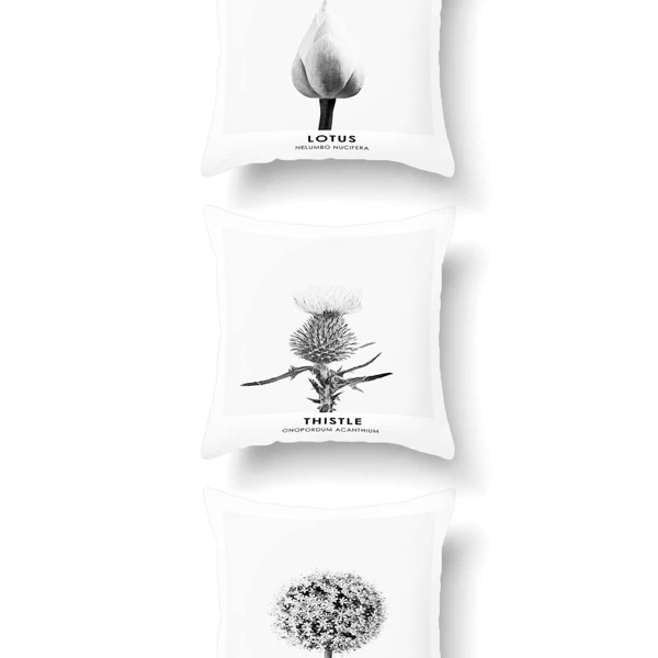 

1pc Plants Print Cushion Cover Without Filler, Black and white